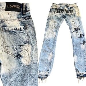 FWRD Men's Denim Astroboy Blue Distressed Jean Jeans Grunge Rock 29 / 32